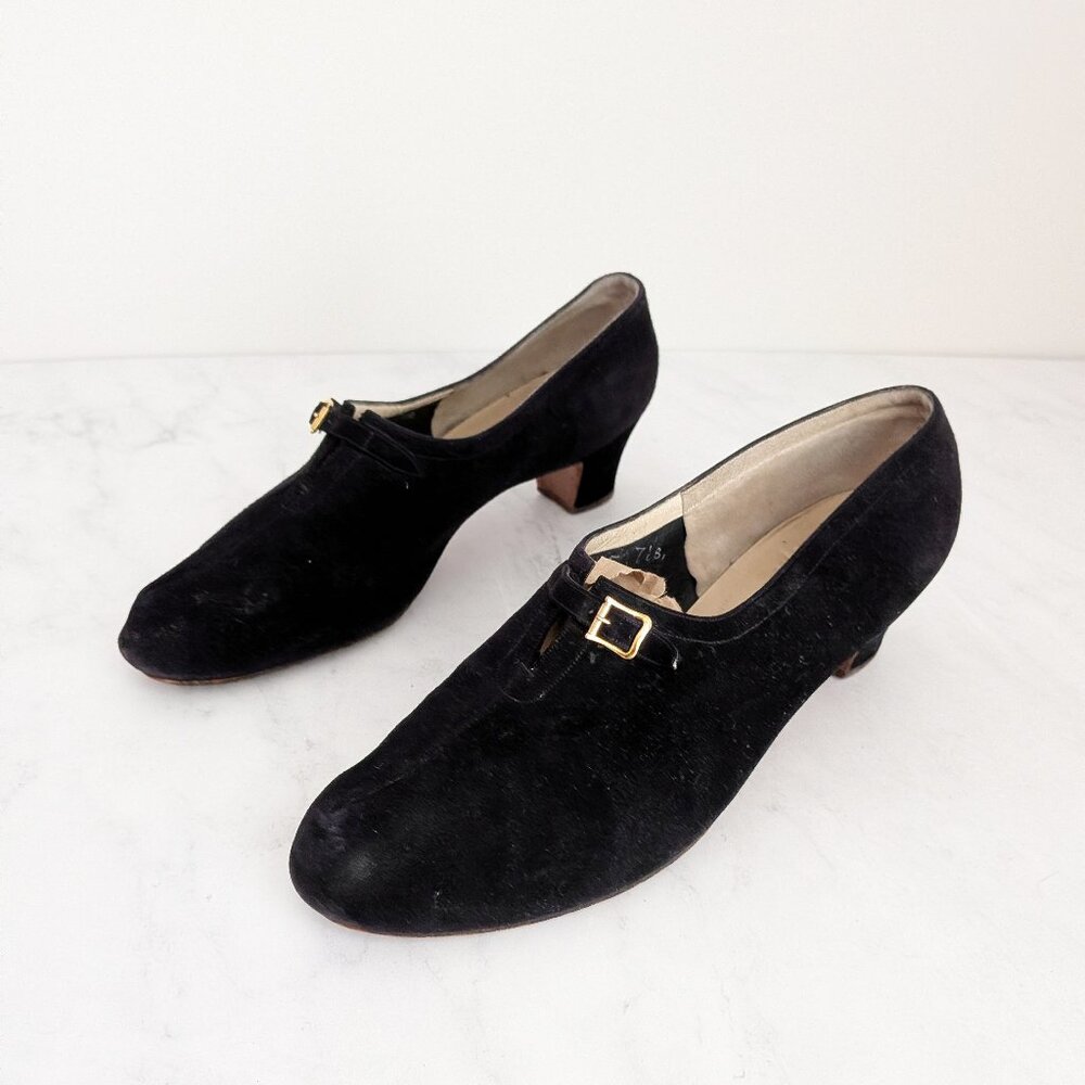 Vintage 1950s Salvatore Ferragamo Buckle Booties Heels 7.5 --As Seen at the Met!